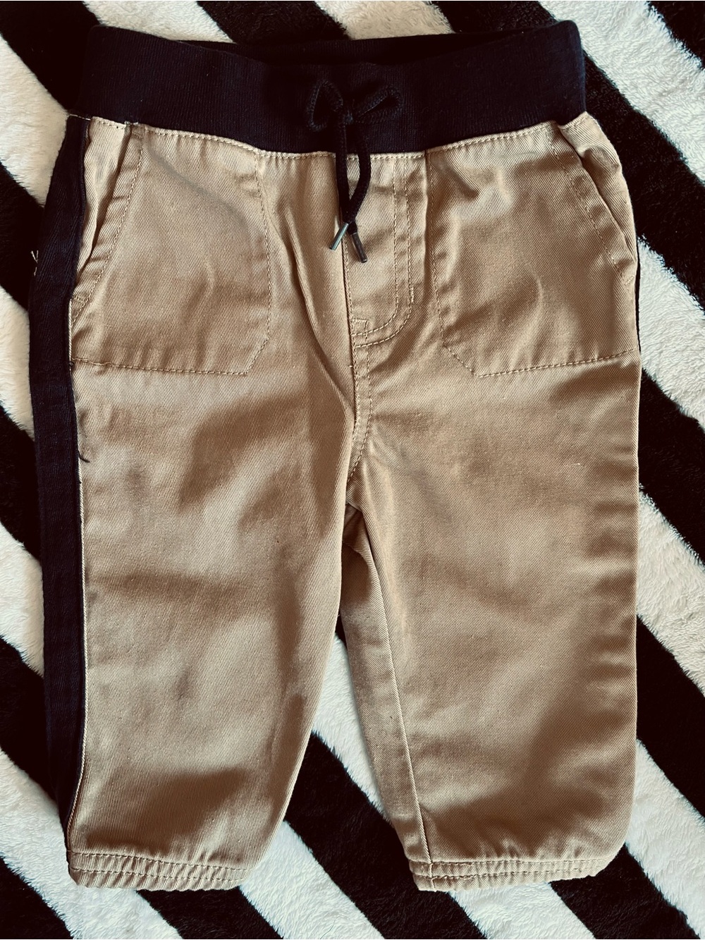 Ralph Lauren Tan Chino Jogger Pants with Black Waistband